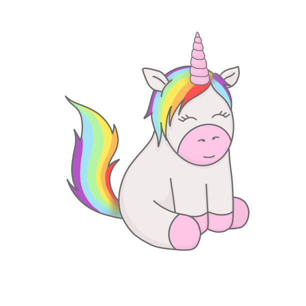 插图独角兽孤立在白色。数字幻想的马,小马。给孩子们的小动物。卡通可爱的独角兽图片下载