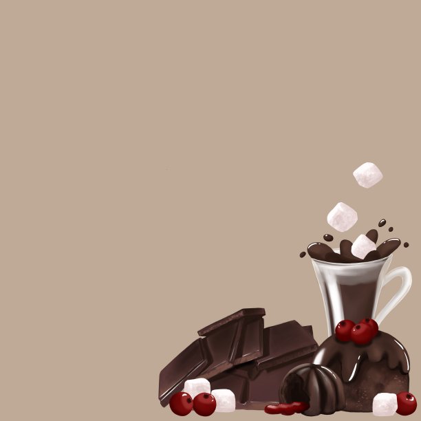 卡片上有巧克力，糖果和糖果上有浆果。图片下载