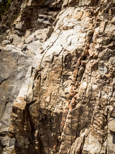自然背景。特写边缘破旧的悬崖裂缝。灰褐色的山石岩石质地。复古和褪色无光风格色彩在彩色照片。地质学、登山或艰苦工作的概念图片下载