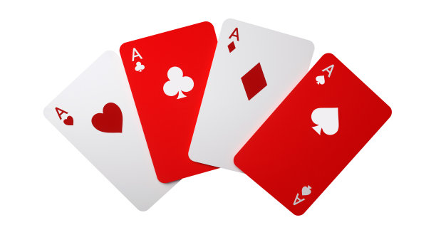 红色和白色新年四ace。赌博概念- 3D插图图片下载