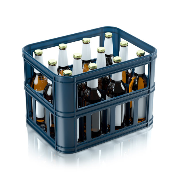 啤酒运输bo%x分离在白色背景3D图片下载