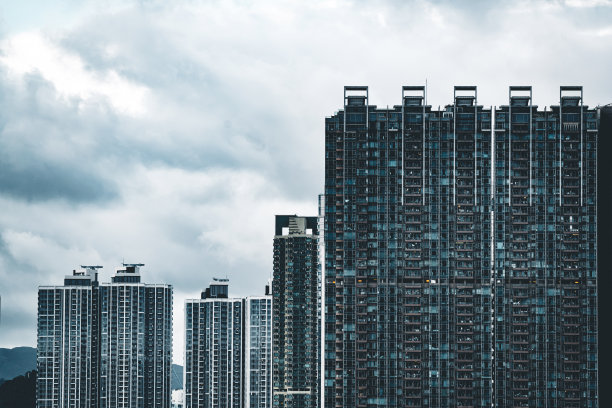 建筑立面在香港，住宅地产图片下载