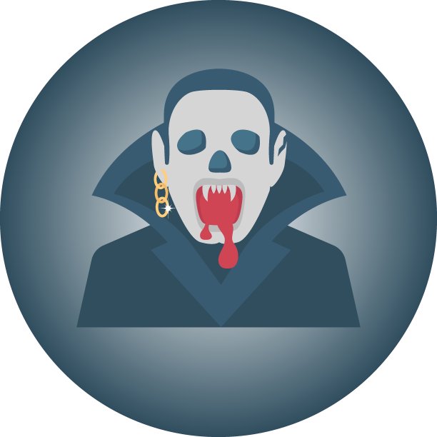 可怕的吸血鬼脸上带血的伤口附近的嘴stock插图，血头怪物的脸矢量图标设计，万圣节服装符号，可怕的面具德古拉概念，图片下载