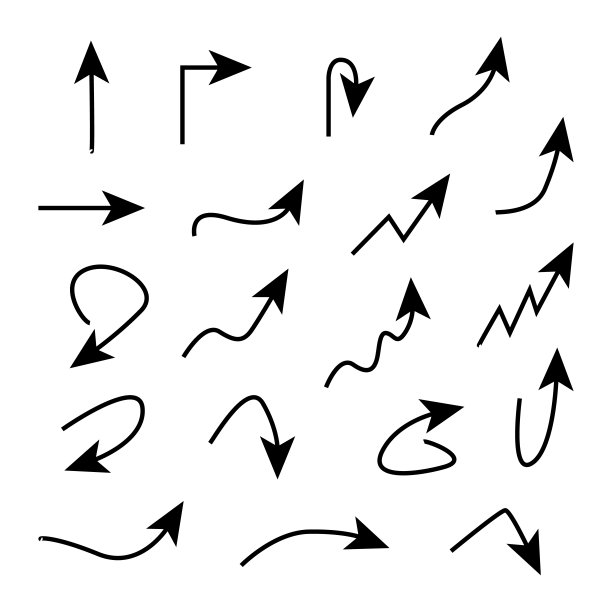 箭头设置为白色背景上的装饰设计图片下载