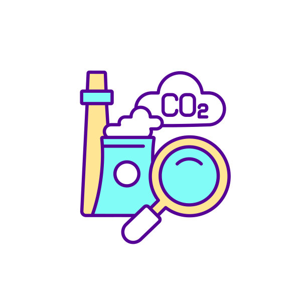 工业碳排放监测RGB彩色图标图片下载