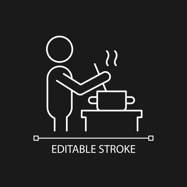 Cook白色线性图标为黑色主题图片下载