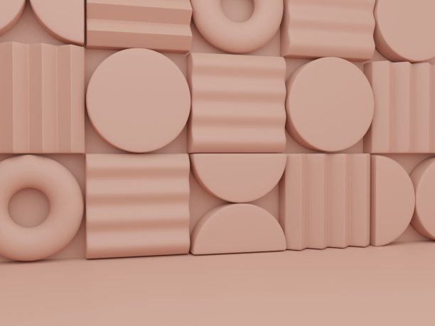 3D渲染最小抽象拼图或拼图块产品展示背景或图案，美容，保健或时尚产品。图片下载