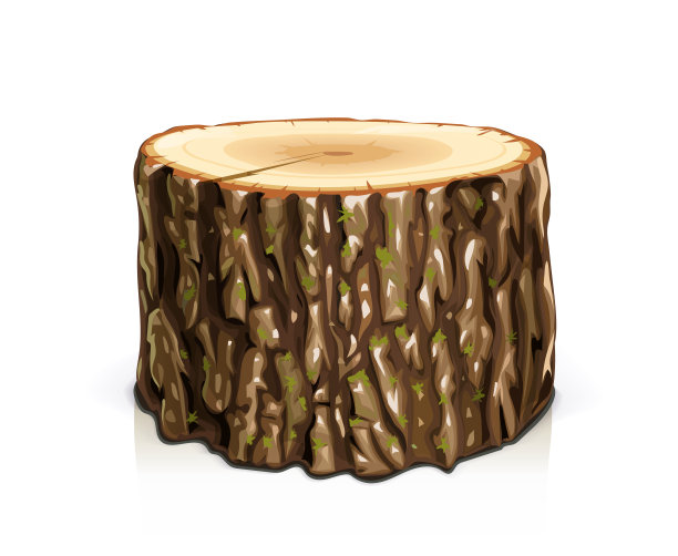 木制的树桩。切开树。向量。Eps10插图。图片下载