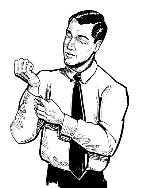 男人在扣衬衫扣子图片下载