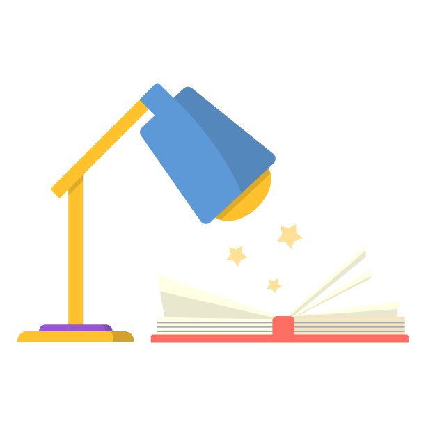 台灯放在桌上，有书和星星。魔术图标孤立在白色背景。向量插图概念为阅读书籍俱乐部。图片下载
