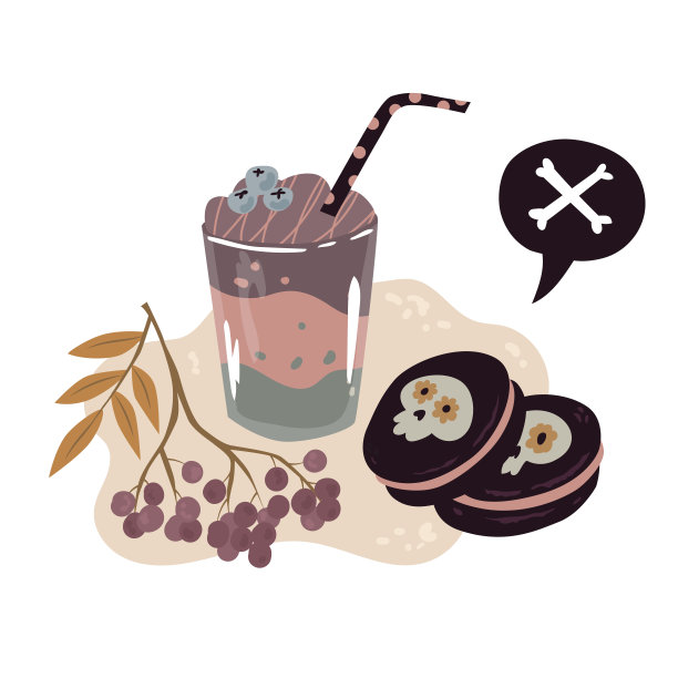 用糖果和秋天的植物组成万圣节派对。图片下载