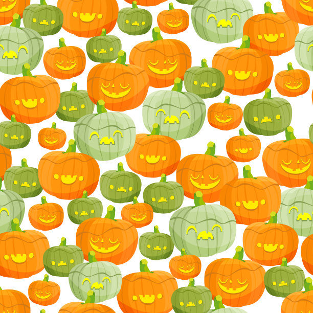 无缝模式与南瓜万圣节。素材图片