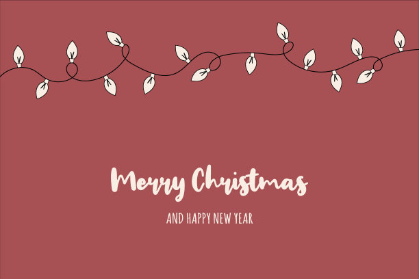 圣诞贺卡上有节日的彩灯和祝福。向量图片下载