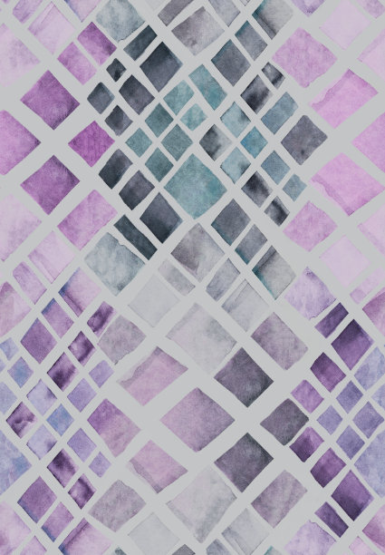 几何抽象水彩图案与菱形手在灰色背景图片下载