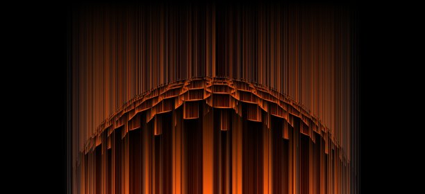 巨大的橙色完成结构由许多六边形部分垂直运动模糊图片下载