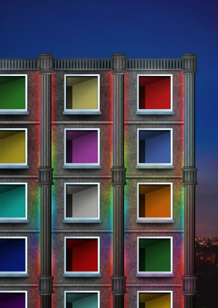 使用LED RGB灯的外立面照明图片下载