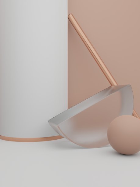 3D渲染最小几何道具产品展示背景，美容或时尚产品。粉红色，白色和金色。图片下载