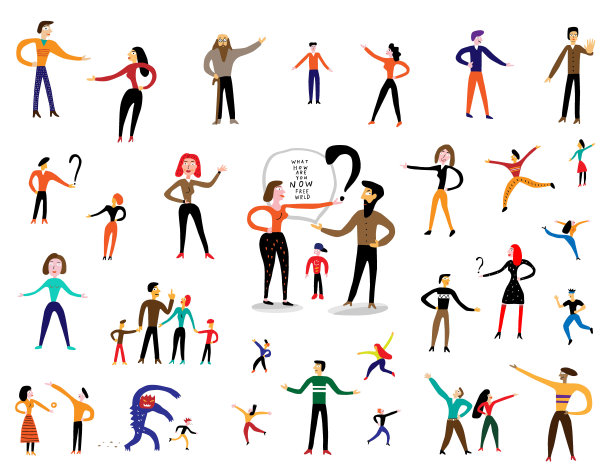 男人、女人和家庭矢量卡通插画图片下载