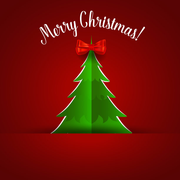 圣诞贺卡与圣诞树和装饰。矢量图图片下载