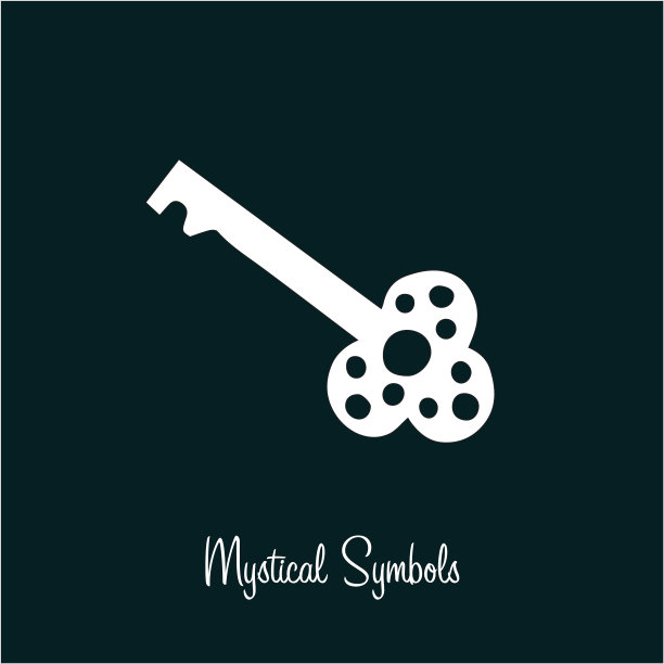 神秘的精神符号钥匙，风格老派，纹身，图标，标志。魔法秘籍护身符元素。矢量图图片下载