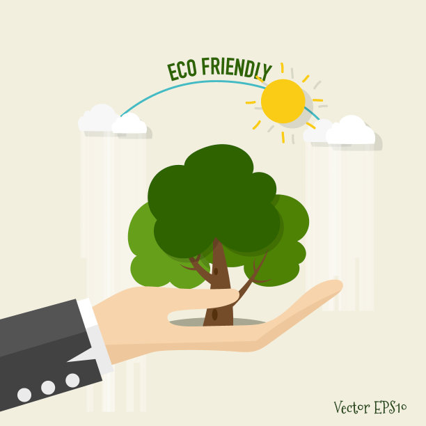 生态友好。以树木为背景的生态概念。矢量图图片下载