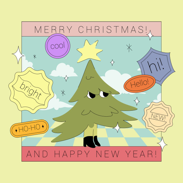 怪异的圣诞树插图图片下载