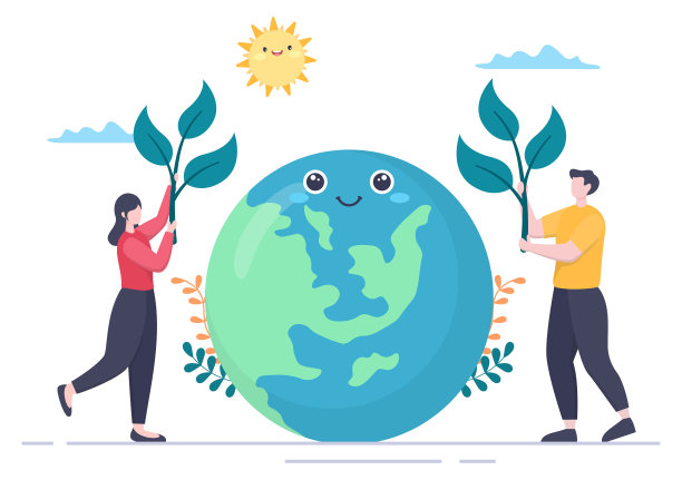 人们种植树木平面卡通矢量插图与园艺，农业和农业使用树根或铁锹关心环境的概念图片下载