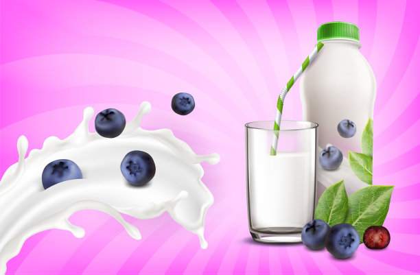 蓝莓酸奶创意推广海报向量图片下载
