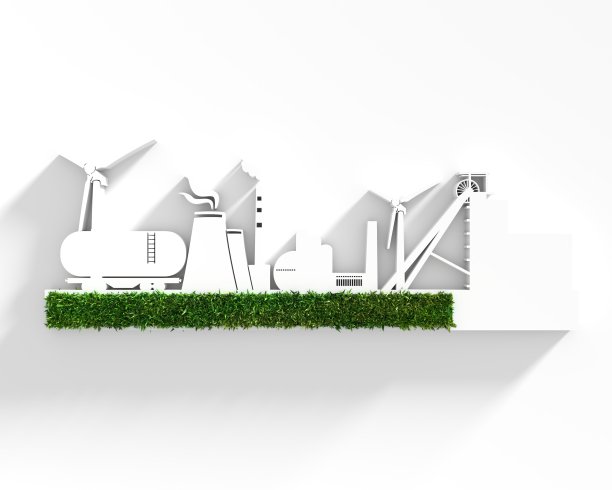 能量和力量图标与绿色的草设置图片下载