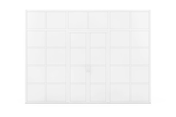 墙，房间分隔与粘土风格的门。3d渲染图片下载