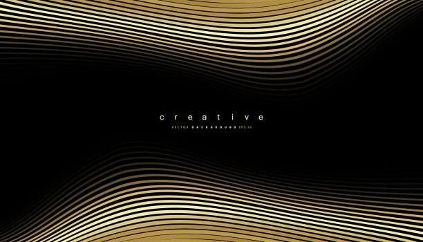 抽象背景与金线波。Lauxury风格。技术模式。曲线波状线，光滑条纹。矢量插图。图片下载