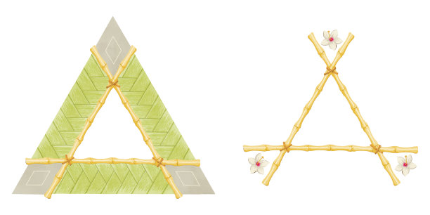 三角形竹框架图片下载