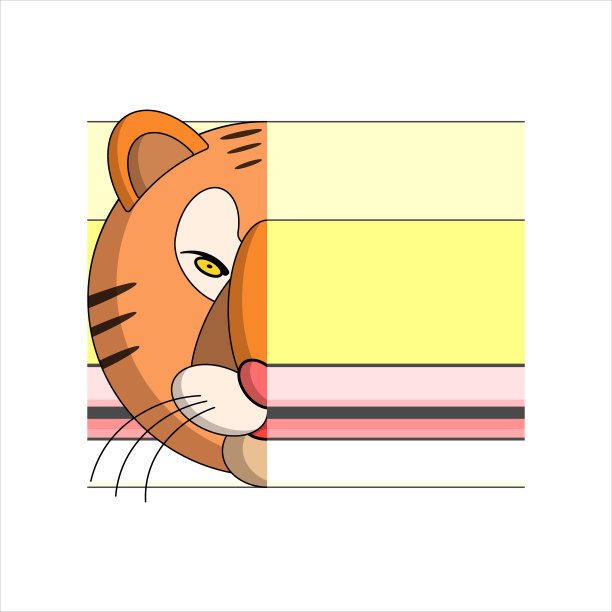 矢量插图的一个多彩的橙色老虎。用一个明亮的线性背景为您的文本。图片下载