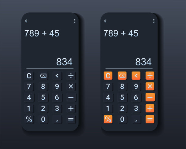 计算器应用程序接口。智能手机与数学应用程序。图片下载