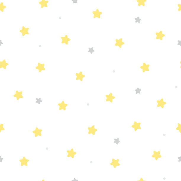 可爱的黄色和灰色星星无缝图案背景。图片下载
