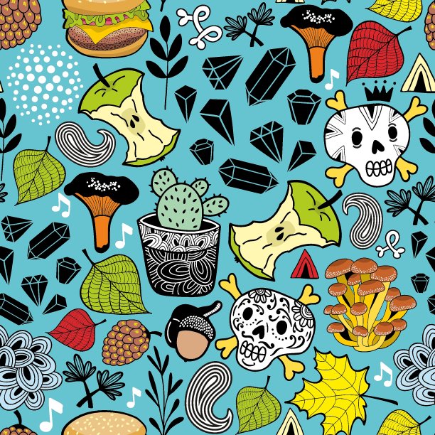 无尽的头骨和碎片图案。图片下载