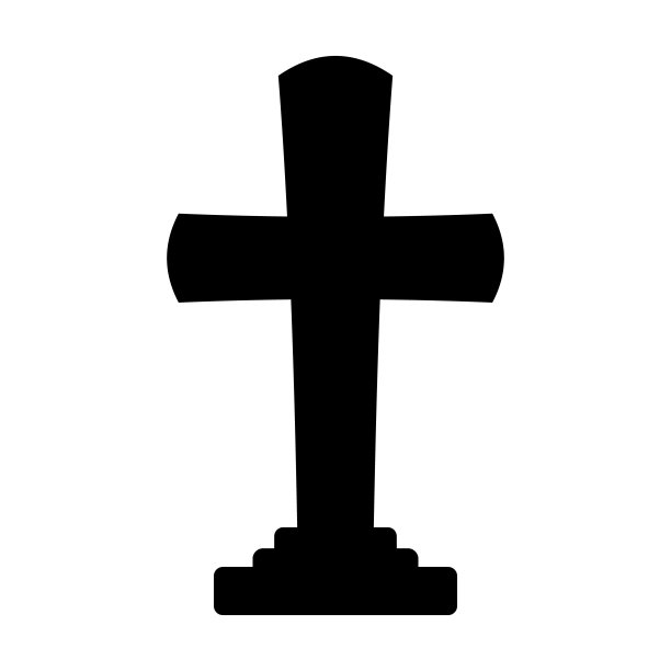 黑色十字架墓碑孤立在白色上图片下载