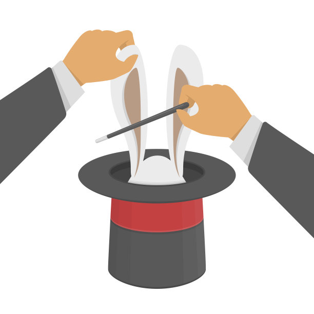 带兔子的魔术帽。图片下载