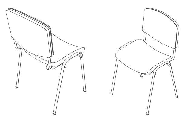 办公室访客椅的矢量等距轮廓图图片下载