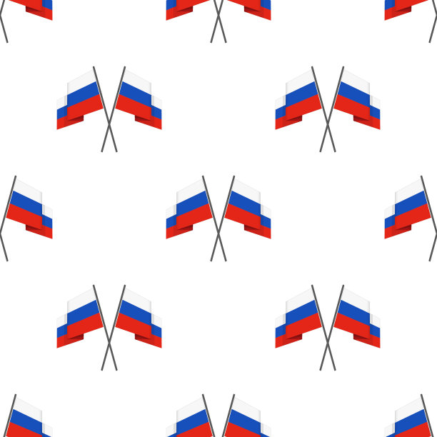 两个交叉的俄罗斯国旗背景。图片下载