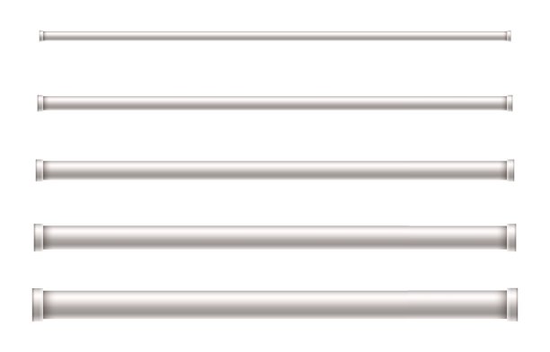 一套不同直径的金属管。逼真详细的3d金属管道。钢管图片下载