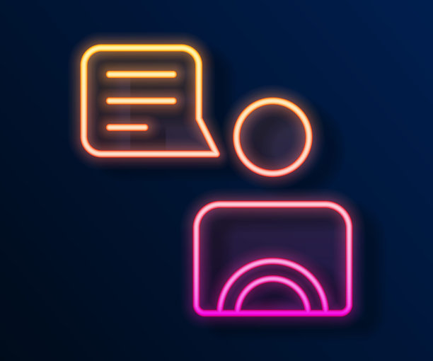 发光的霓虹灯线出租车司机图标孤立在黑色背景。向量图片下载