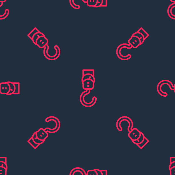 红线弹簧刻度图标隔离无缝模式在黑色背景。平衡重。确定重量。向量图片下载