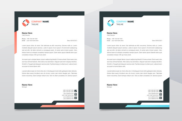 信笺设计模板。优雅和干净的现代商业信纸模板设计。图片下载