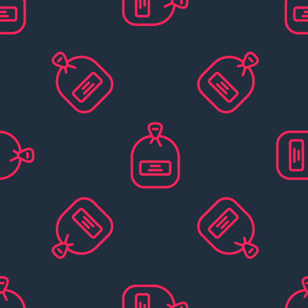 红色线包的种子的一个特定的植物图标隔离无缝模式的黑色背景。向量图片下载