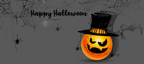 万圣节快乐!不祥有趣的手绘图标在抽象的彩色背景。图片下载