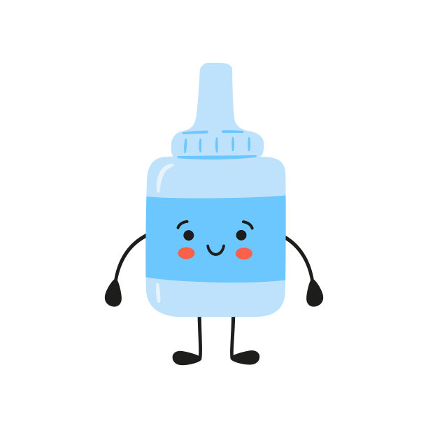 可爱的卡哇伊滴眼液的角色。喷鼻剂。装药的药瓶。在白色背景上手绘矢量插图图片下载