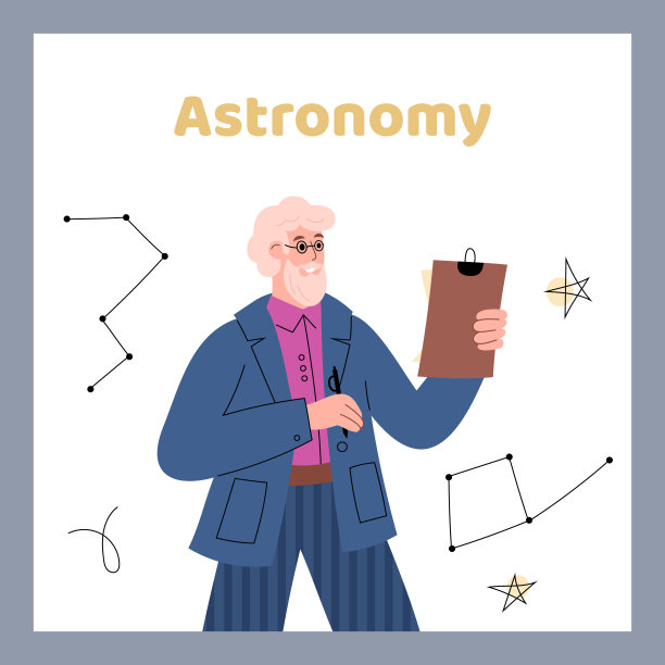 天文学卡片或海报与天文学家科学家平面矢量插图。图片下载