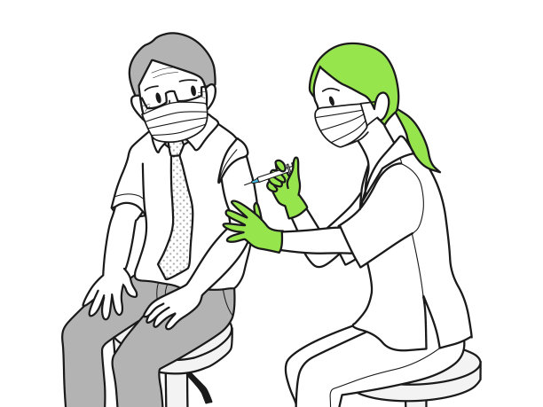 女医生为接种疫苗的老人注射疫苗图片下载