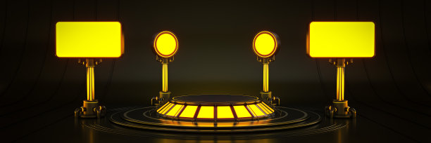 未来科幻现代空大厅黑暗，外星车库科幻。3 drendering图片下载